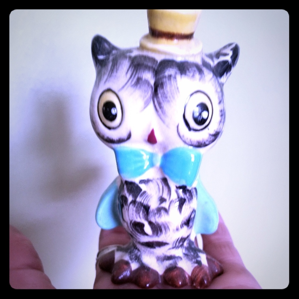 Kitschy cute vintage ceramic owl figurine
